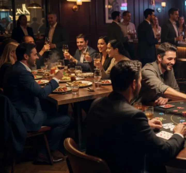 Dynamic scenes from poker nights and live sports events in the bar