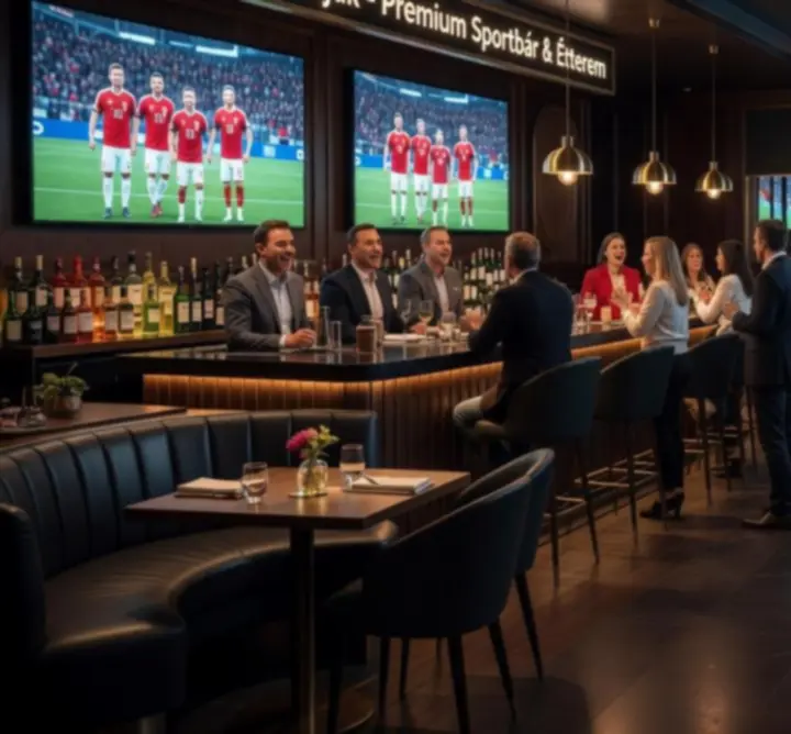 Guests watching live sports on big screens in a dark atmospheric bar