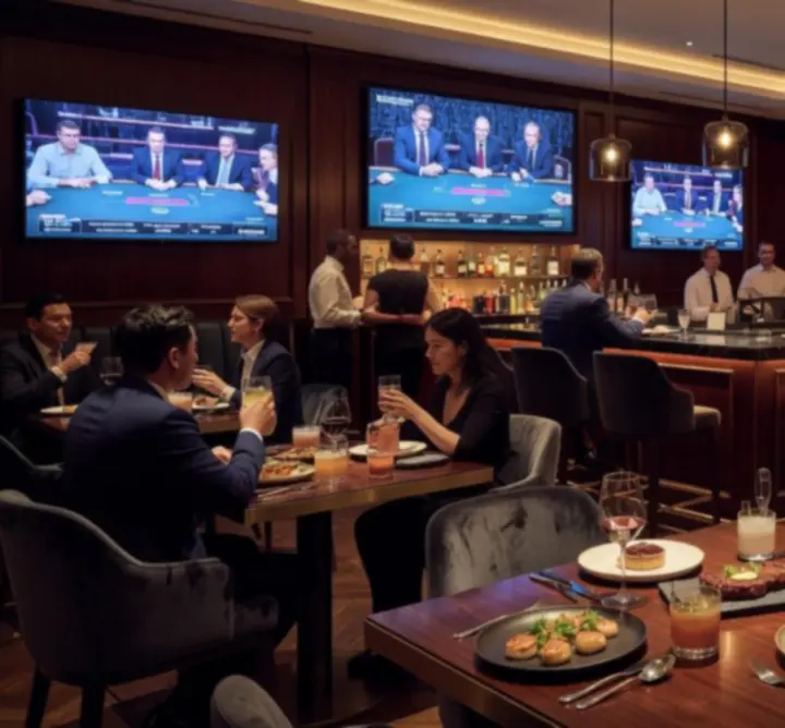 Signature dishes served in a dark, premium bar ambience